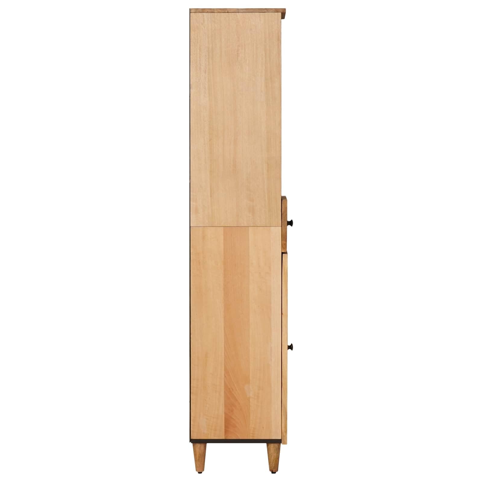 Hothingwell Brązowa szafka łazienkowa 38 x 33,5 x 160 cm | Lite drewno mango, drewno inżynieryjne, mosiężne uchwyty, półki do przechowywania