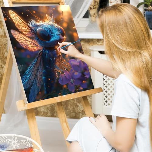 Numéro d'art avec pinceaux et peintures kit complet libellule géante 90x150