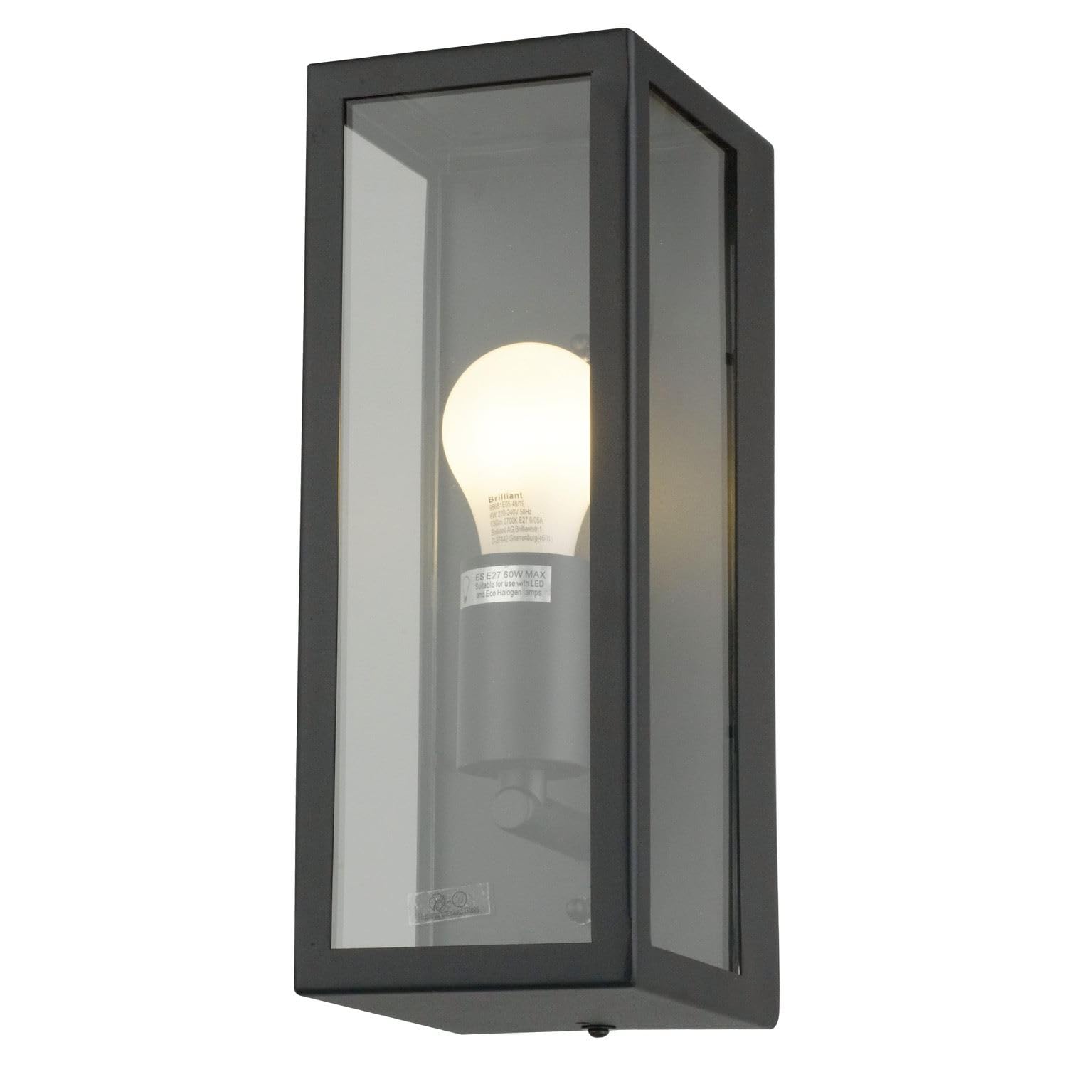 firstchoicelighting Black Outdoor Wall Lantern Modern Porch Light IP44 Rated LED Compatible