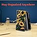 4 Pieces Pocket Size Notepad Holder Set PU Leather Mini Notebook Memo Pads Cover with 2 Small Notepad and Stylus Pen, 5.4 x 3.4 inch for Office Reporter Police News Student - Sunflowers