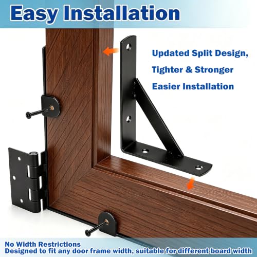 Image of 1 Set Heavy Duty Anti Sag Gate Kit with Self-Locking Latch for Wooden Fence, Shed Doors, Corral Gates, Black Steel with Zinc Coating, 1.5 Inches Depth, 4.96 Pounds