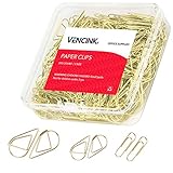300 Pcs Cute Gold Paper Clips Assorted Sizes, Smooth Steel Wire Drop-Shaped Paperclips Large Medium and Small for Office Supplies School Student Girls Kids Women Wedding Decorative by VENCINK
