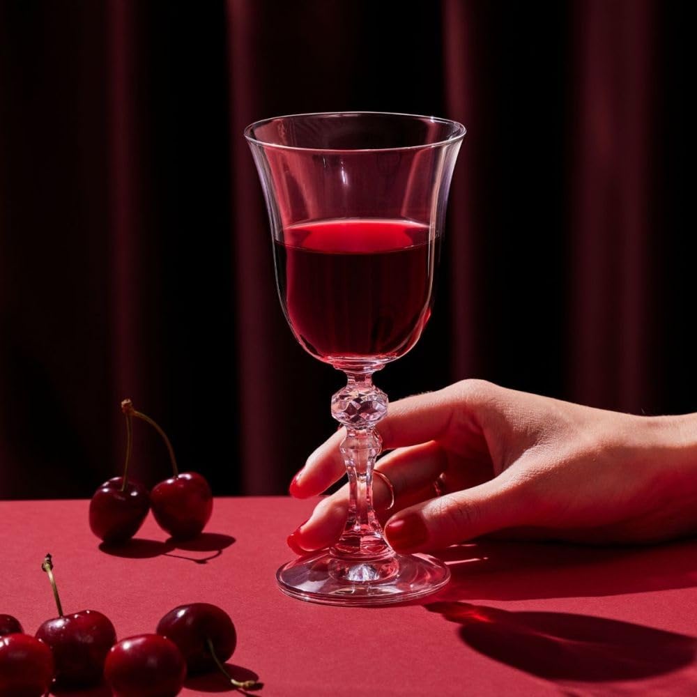 KROSNO Małe Kieliszki do Czerwonego Wina Kolekcja Krista, Zestaw 6 x 250 ml | Szkło Kryształowe Bezołowiowe, do merlot, pinot noir i win wytrawnych, zmywarka, codzienna degustacja