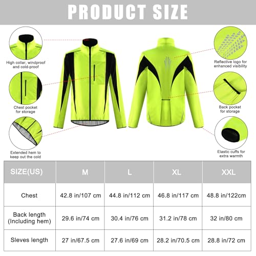 Jeere Jaqueta de ciclismo masculina de inverno, quente, à prova de vento, à prova de vento, à prova