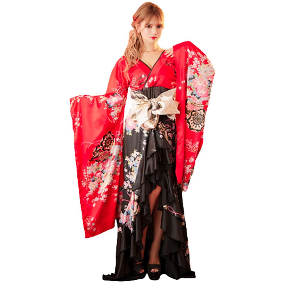 花魁花柄和装ロングドレス [着物] 花魁花柄和装ロングドレス [着物] 楽天市場】送料無料 着物