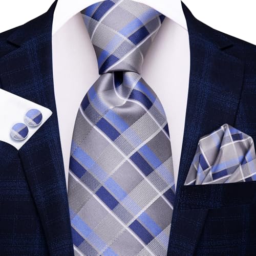 Image of Dubulle Mens Tie and Lapel Pin Paisley Striped Floral Necktie for Men Pocket Square Cufflinks 4PCS Set Wedding Party