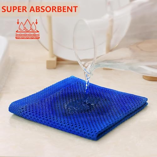 Image of 100% Cotton Kitchen Dish Cloths, 6 Pack Waffle Weave Ultra Soft Absorbent Dish Towels for Drying Dishes Quick Drying Kitchen Towels Dish Rags, 13.4 X 13.4 Inches (Light Blue, Pack of 6)