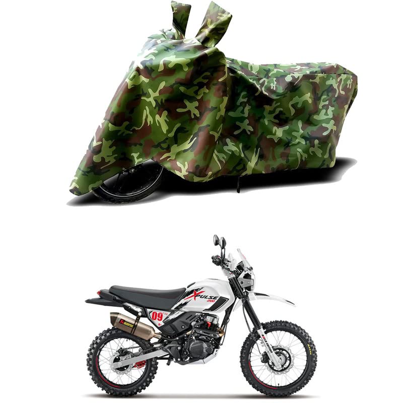 Image of 100% Water Resistant Bike Scooty Two Wheeler Body Cover Compatible For Hero XPulse 200 4V ABS /UV-Rays /Heat Protection /Birds Dropping /Scratchproof /Dust proof /Waterproof /All Varient[Green MJ]