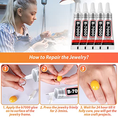 Cruzix RZ0167 B7000 Glue Clear With Precision Tips, 5 Pcs B-7000 Jewelry Bead Glue thumb #1