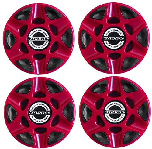 TronX Stryker Inline Roller Hockey Pucks 4 Pack (Red)