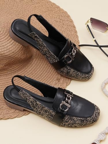Image of TRYME Elegant Low Heel Mules for Women | Comfortable Slingback Shoes for Daily & Office Wear