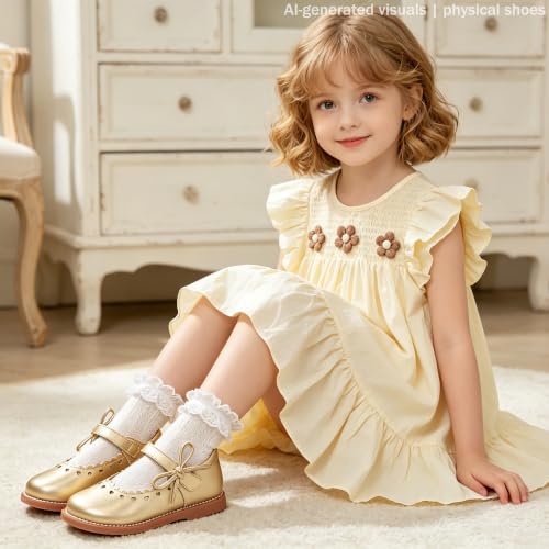 Image of GINFIVE Toddler Girls Dress Shoes Little Kids Flats School Mary Janes Shoes