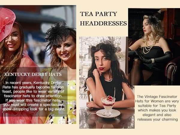 Zando Kentucky Fascinators Hats for Women Derby Tea Party Hat Flower Mesh Feathers Headband Headwear Hair Clip Girls - Image 3