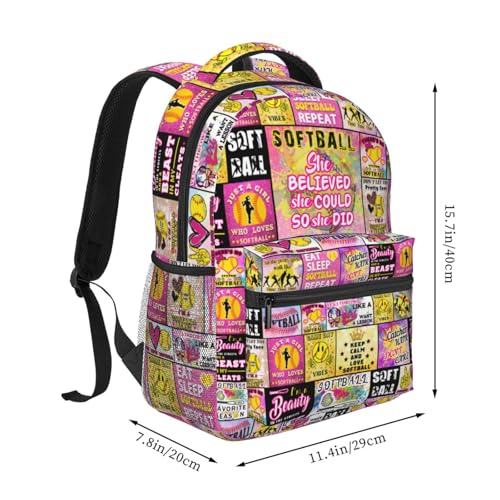 Softball Backpack School Backpacks Durable Softball Bookbag Casual Sport Daypack Travel Bag for Kids Girls Adults Gifts 16 Inch2