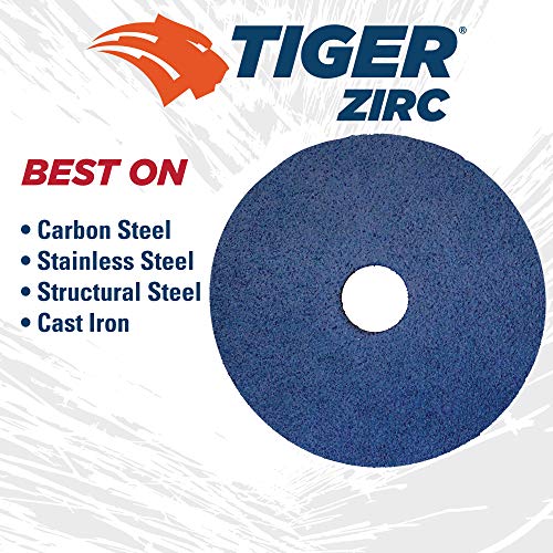 Image of Weiler 59737 Tiger Zirconia Alumina Resin Fiber Sanding & Grinding Disc, 4-1 /2 inch Diameter, 120 Grit, 7 /8 inch Arbor Hole (Pack of 25)