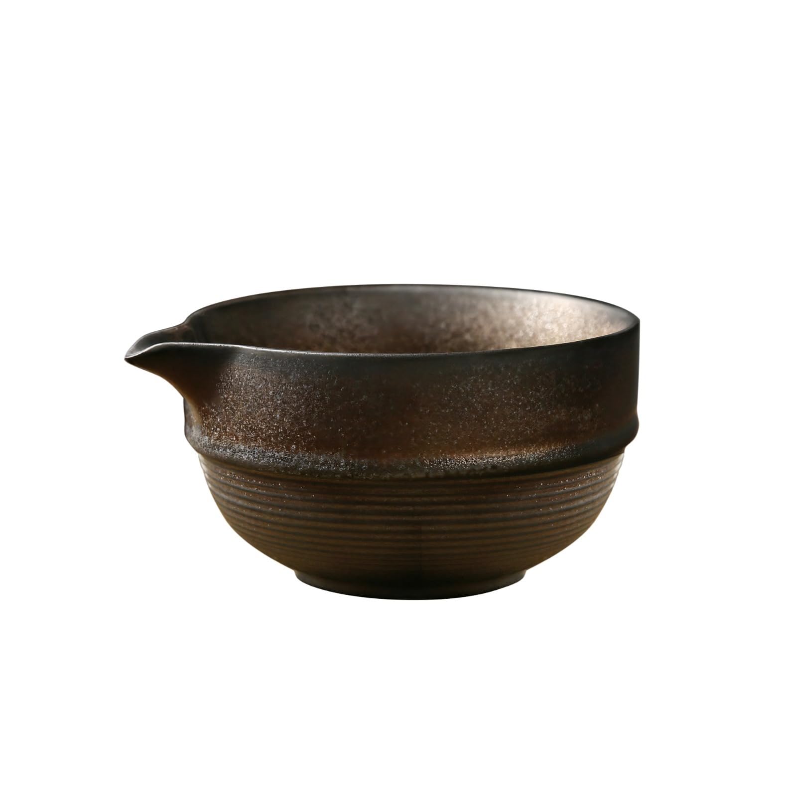 Ceramic Japanese Matcha Bowl, Handcrafted Tea Whisking with Ripple Design, Traditional Chawan for Green Tea, Rustic Stoneware,