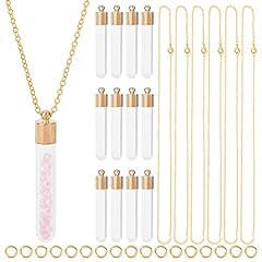 Diy 12 Sets Glass Bottle Necklace Golden Tone