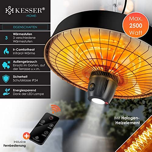 Kesser Deckenheizstrahler Infrarot 2500W mit Fernbedienung