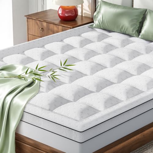 Qocismile Queen Size Mattress Topper Bamboo Viscose Pillow Top Mattress Pad
