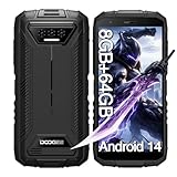 DOOGEE S41T Rugged Smartphone Unlocked, 6300mAh Battery, Android 14 Rugged Phone,8GB+64GB, 4G Dual SIM Cell Phone, 13MP AI Camera, IP68 Waterproof, Face Unlock, NFC,T-Mobile, Black