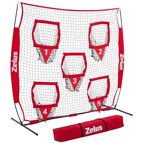 ZELUS 6 x 6ft Football Throwing Net, Quarterback Training Equipment with 5 Target Pockets, Football Practice Throwing Passing Accuracy Trainer with Carry Bag Ground Stakes for Kids Adults, Red by ZELUS - Used condition - Image 8