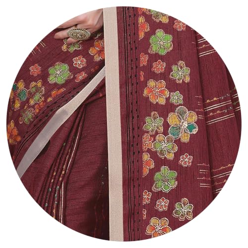 Image of MIRCHI FASHION Saree for Woman Cotton Blend Geometric Printed | Polished Professional Office Wear and Regular Daily Sari with Blouse Piece