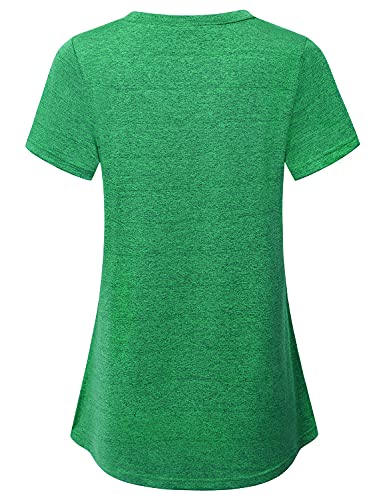MOQIVGI Athletic Tops for Women Short Sleeve, Green, Medium - image 2