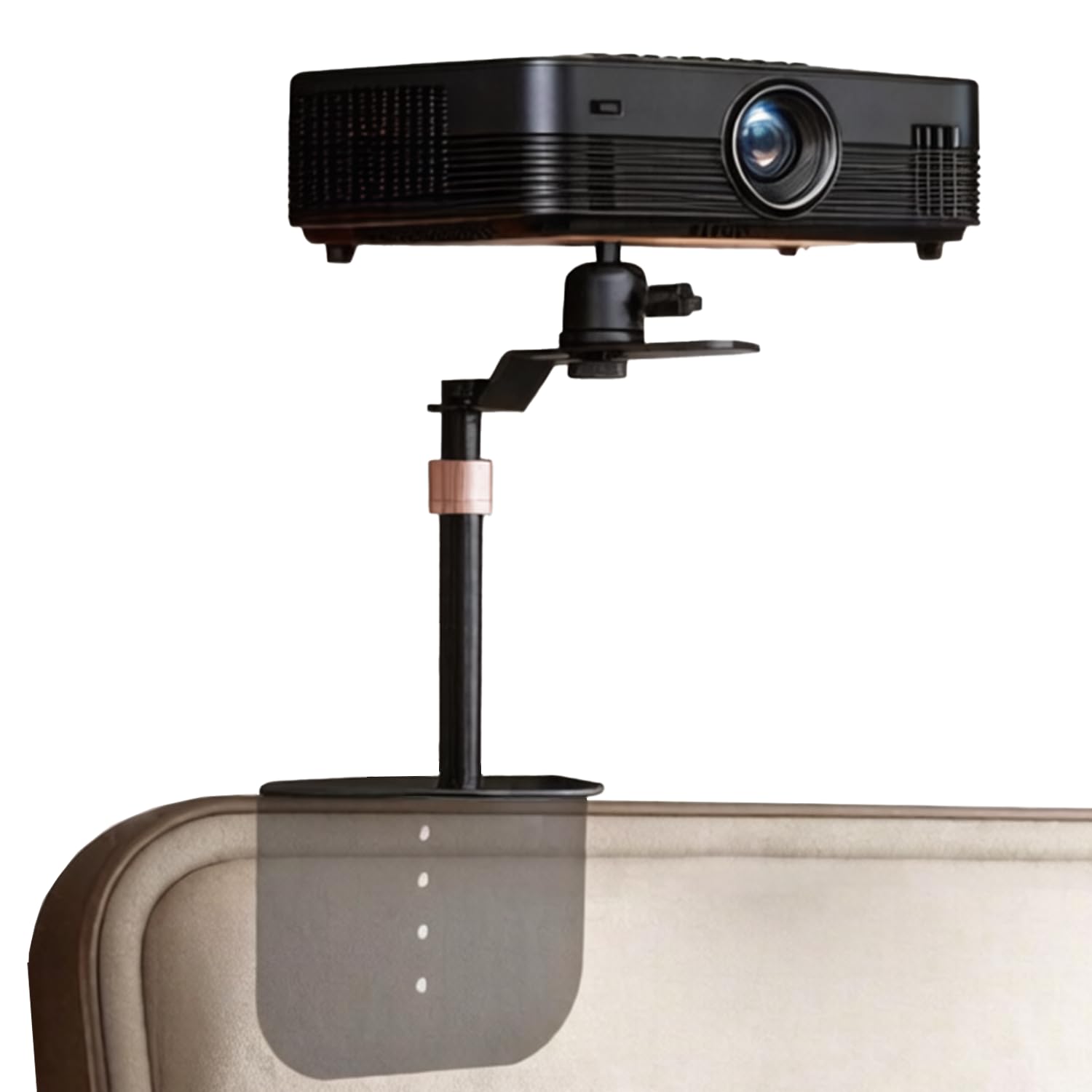 Support de vidéoprojecteur de lit, canapé, hauteur réglable de 23 à 37 cm, sans perçage, support de table rotatif à 360°, base en métal stable, montage facile, universel pour table de chevet