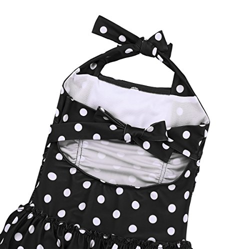 Image of easyforever Kids Girls One Piece Adjustable Straps Tie Back Polka Dots Swimsuit Swimwear Hawaiian Bikini Bathing Suit
