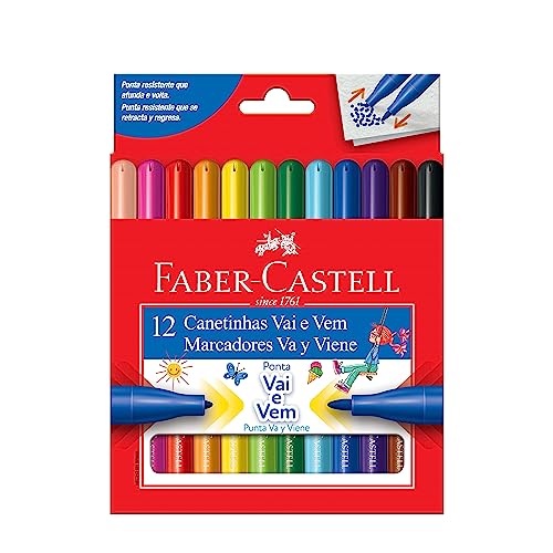 Canetinha Vai e Vem 12 Cores, Faber-Castell, 15.0112VVZF, Multicor
