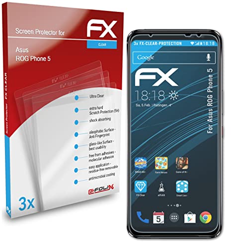 Atfolix Screen Protection Film Compatible With Asus Rog Phone 5 Screen Protector, Ultra-Clear Fx Protective Film (3X) #TOP2