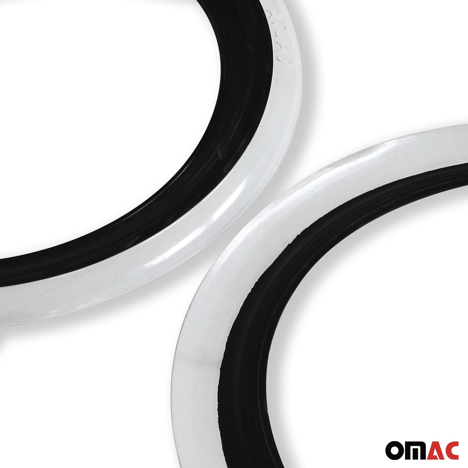 OMAC 4X 14" Weißwandringe Schwarz & Weiß Weißwandreifen Echt Gummi Auto Tuning