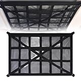 に適用ホンダフリード+平成28年9月〜現行 車 収納 天井 ルーフネット 大容量 車中泊 グッズ カーゴネット ラゲッジネット 車載用 収納ネット 二層仕切り 70*50/80*53/90*65 ブラック/ベージュ 車内収納 荷物整理 旅行 キャンプ(黒30マス,M)