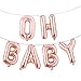16 Inch Oh Baby Foil Letters Balloons Banner Hanging Party Kit for Baby Shower Gender Reveal Party Decoration Supplies (Oh Baby Rose Gold)