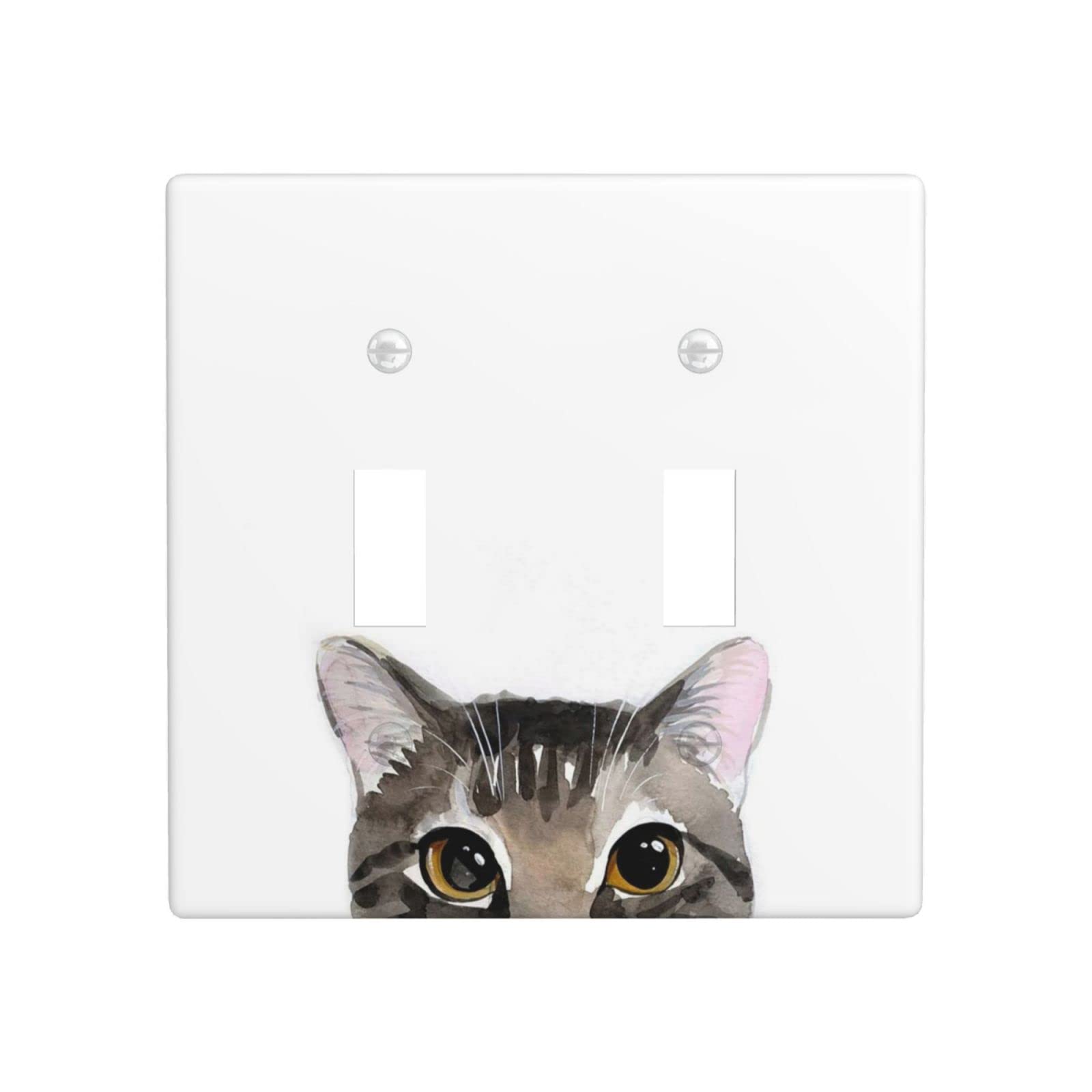 Cute Cat Light Switch Cover Decorative Double Toggle Wall Plate 2-Gang ...