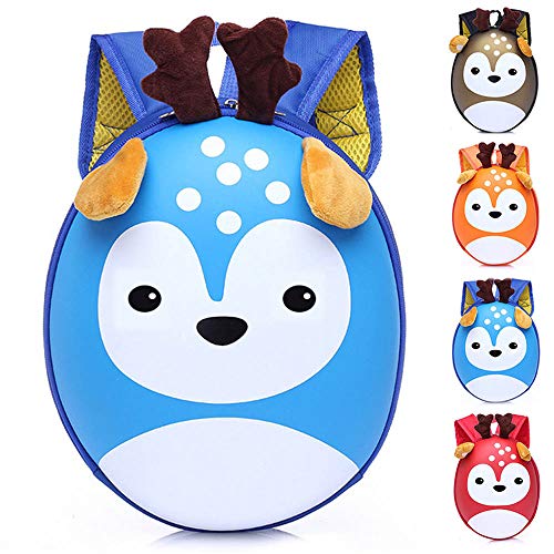 WJFZ Mochila De Cervatillo De Dibujos Animados para Niños Lindos,Mochila De Cáscara De Huevo De Jardín De Infantes,Regalo De Cumpleaños De La Mochila De La Personalidad del Niño,Azul