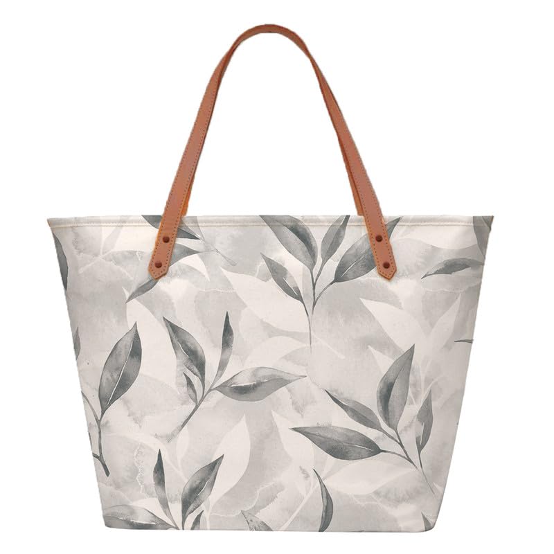 The Purple Tree Oversized Tote Bag For Women, Leafy Tote Bags For Women Zip, College Bag For Girls, Tote Bag For Traveling & Daily Use, Gifts For Women, Large Capacity Handbag - Contemporary, White (B0C9X55CNN) Amazon Price History, Amazon Price Tracker