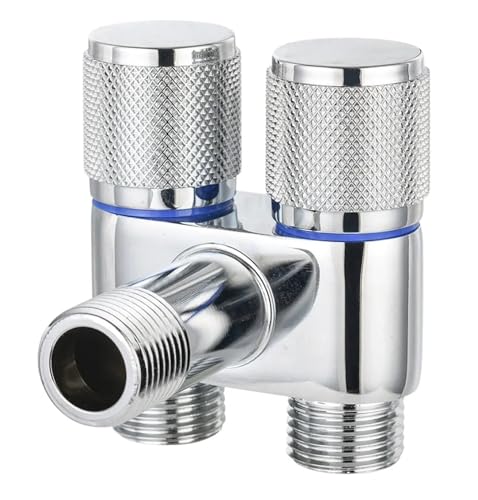 Image of 24x7 eMall Brass 2 In 1 Angular Chrome Dual Double Tap For Bathroom, Geyser | Luxury Series Two-Way Angle Valve | Black Washing Machine Tap