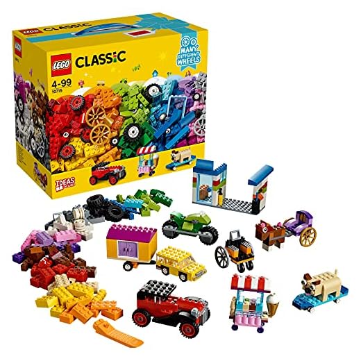 LEGO- Classic Scatola di Mattoncini Creativi, Gamma Vasta di Ruote e Mix Colorati, con Forme Speciali, 442 Pezzi, Multicolore, 10715