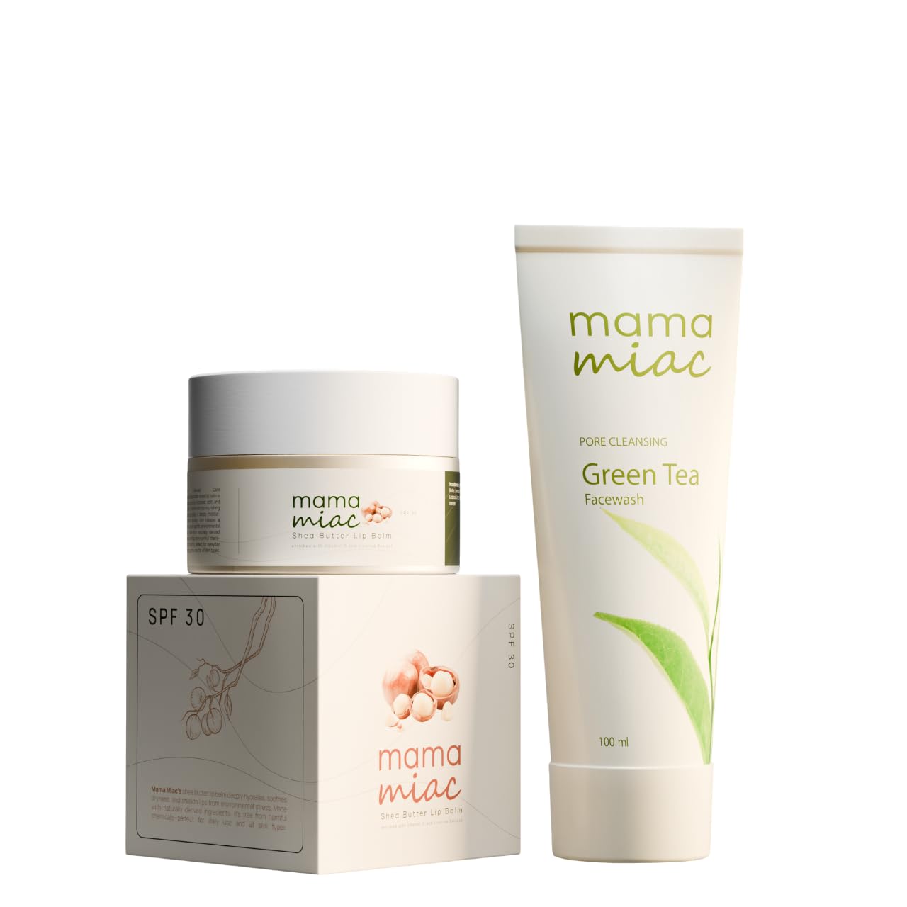 MAMAMIAC Brightening Lip Balm - 30g & Green Tea Facewash - 100ml | Glow Reset Duo, Shea Butter, Vitamin C & Licorice Extract | Lightens Pigmentation-image-23
