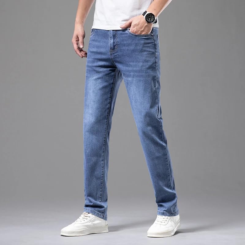 Summer Men's Jeans Business Straight Casual Pants Trousers3