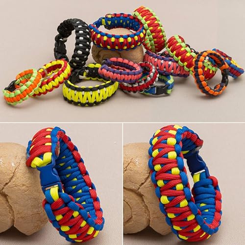 Wandefol 12 Farben 10 Fuß Paracord Schnur 550 Multifunktions Paracord Seile Set mit 24 Schnallen für DIY Handwerk, Survival, Camping, Alle Altersgruppen