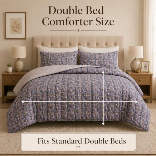 Image of Signature Reversible AC Comforter Set 350 GSM,Soft Microfibre King Size Quilt Blanket for Winter (Purple Rings, Double Bed)