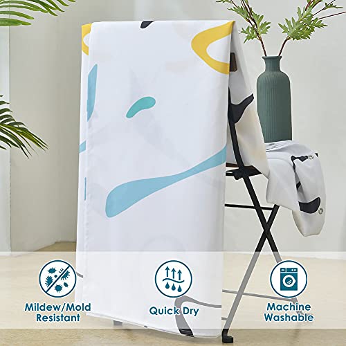 Lanmeng Floral Fabric Shower Curtain For Bathroom, Camouflage Style Black Gray Yellow Bluish Grey White, Comes With 12 Hooks, Standard (72-By-72 Inch) #TOP4