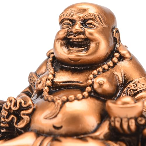 Figura de Buda Sonriente en Silla de Dragón de Resina miniatura 7