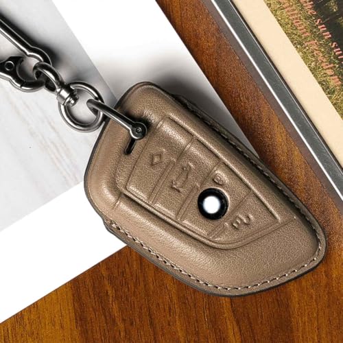 Image of Car Key Fob Cover Leather Compatible with baoma Buttons Black