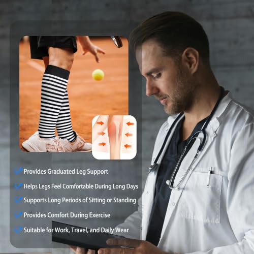 Image of LEVSOX Cotton Compression Socks for Women&Men 20-30mmHg Knee High Cute Support Sock for Nurses Pregnancy Travel
