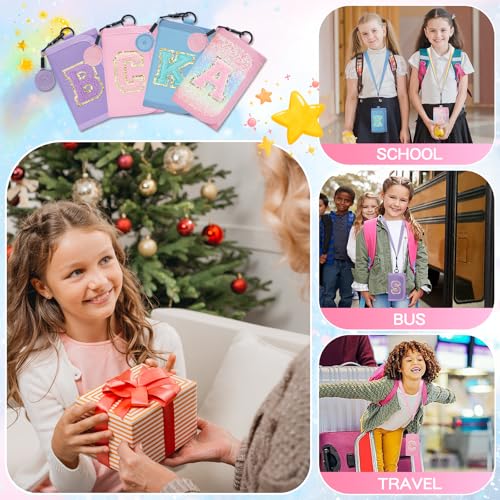 Gifts for Girls 3 4 5 6 7 8 9 10 11 12 Years Old Kids Wallet Cute Initial Coin Purse Toddler Wallet with Magic Sticker (Pink, A)3