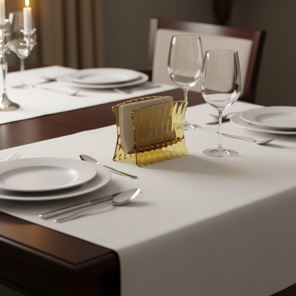 Guzzini Vanity Table Napkin Holder - Elegant Translucent Organizer with Stabilizing Feet - BPA-Free Crystal Acrylic Storage for Dining Table Decor, Made in Italy, Dishwasher Safe (Saffron Yellow)