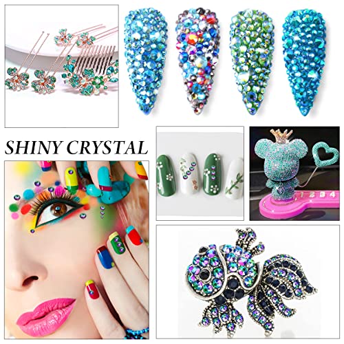 Image of Flatback Rhinestones Non Hotfix Rhinestones for Crafts Glass Nail rhinestones Nail Gems Crystals Rhinestones for Makeup Bags Shoes Decoration DIY(SS6,1440pcs,Green Flame)